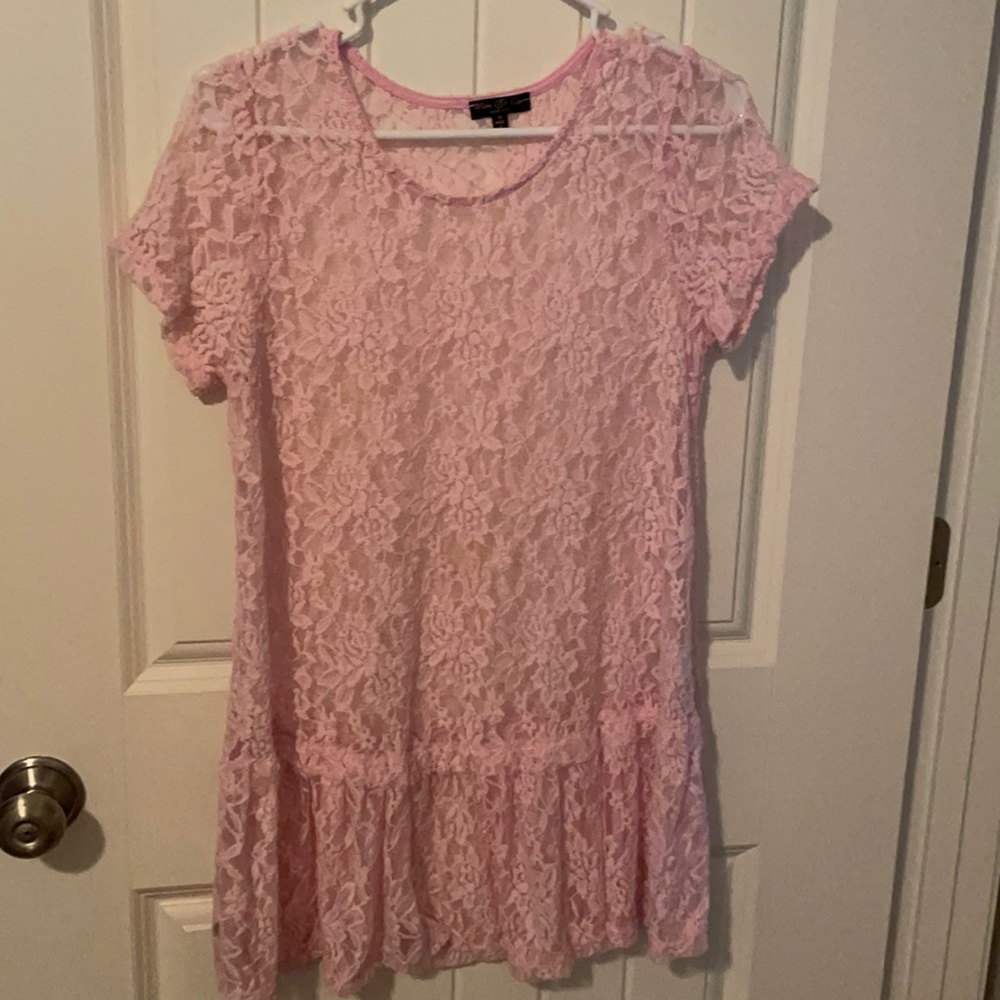 Mom and Co lace maternity top pink baby shower